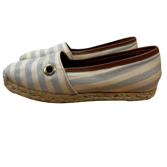 Hunter Adler Blue and White Striped Slip On Espadrilles Flats Womens Size 7 - Picture 4 of 10